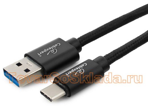 Шнур USB / Type-C Cablexpert CC-P-USBC03Bk-1M, AM/Type-C,серия Platinum,длина 1м,черный,нейлоновая,3