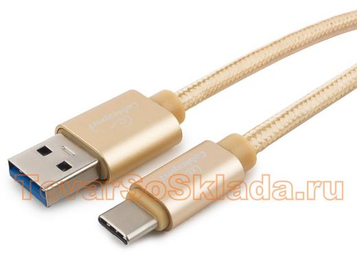 Шнур USB / Type-C Cablexpert CC-P-USBC03Gd-1M, AM/Type-C,серия Platinum,длина 1м,золотой,нейлоновая