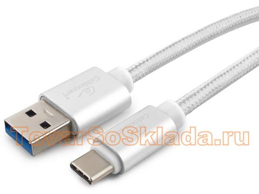 Шнур USB / Type-C Cablexpert CC-P-USBC03S-1.8M, AM/Type-C, серия Platinum, длина 1.8м, серебро,3,0