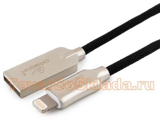 Шнур USB / Lightning (iPhone) Cablexpert CC-P-APUSB02Bk-1M, MFI, AM/Lightning,Platinum,1м, черн