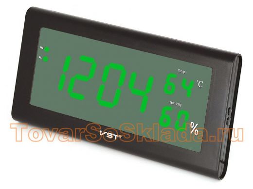 Часы эл. VST795S-4 зел.цифры (температура,влажность)/10/30