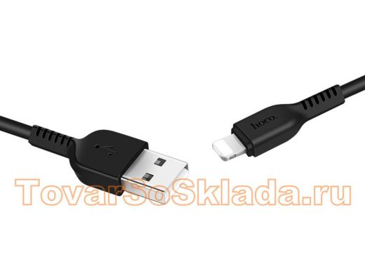 Шнур USB / Lightning (iPhone) Hoco X13 (100см), чёрный, USB 2.4A