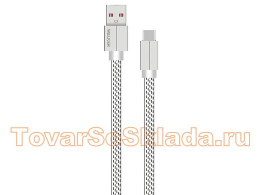 Шнур USB / Lightning Walker С755, текстиль, плоский, белый