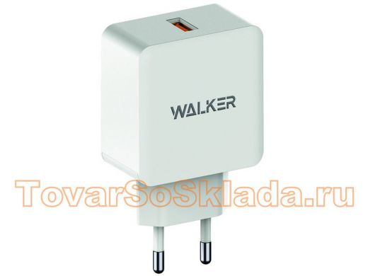 Зарядное устройство с 1USB  Walker, WH-25, на 1USB (2.4A), быстрый заряд QC 3.0, белый