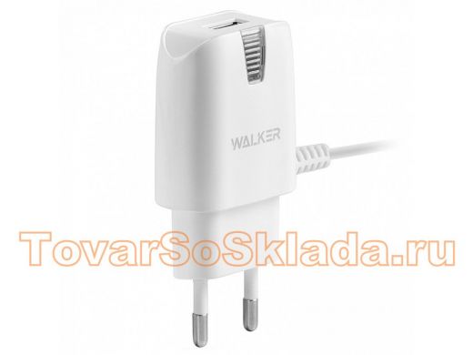Зарядное устройство micro USB  Walker WH-22  CЗУ micro usb, (2A), встроенный кабель, белое