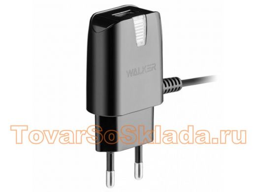 Зарядное устройство micro USB  Walker WH-22  CЗУ micro usb, (2A), встроенный кабель, чёрное