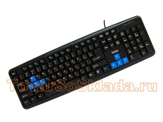 Клавиатура проводная DIALOG KM-025U, USB,  Multimedia, черная-синяя