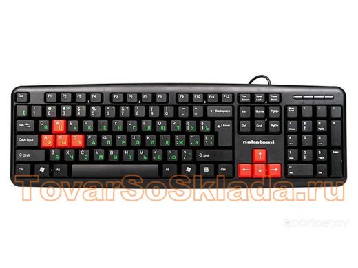 Клавиатура проводная Nakatomi KN-02U, Navigator, черно-красная, USB