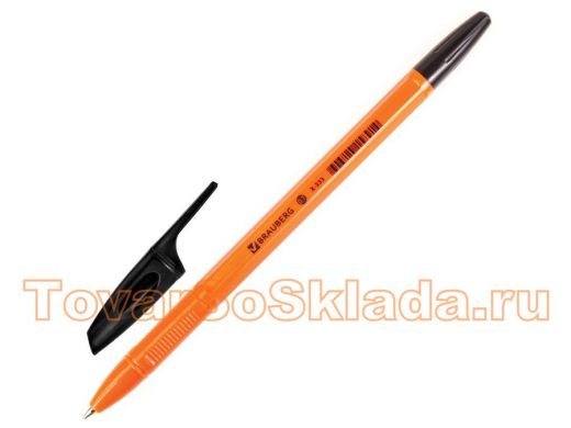 Ручка шариковая BRAUBERG X-333 Orange, ЧЕРНАЯ, корпус оранжевый, узел 0,7мм, линия 0,35мм