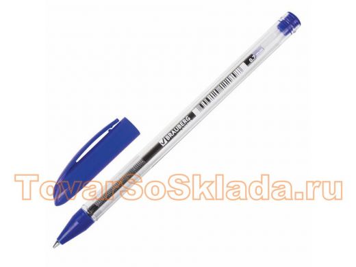 Ручка шариковая масляная BRAUBERG Rite-Oil, СИНЯЯ, корпус прозрачный, 0,7мм, линия 0,35мм