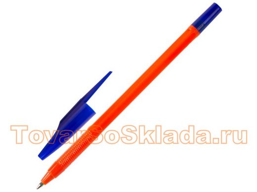 Ручка шариковая масляная STAFF Flare, СИНЯЯ, корпус оранжевый, узел 1мм, линия 0,7мм, OBP101