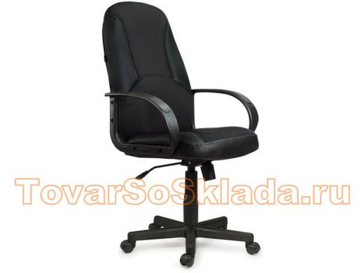 Кресло офисное BRABIX City EX-512, кожзам черный, ткань черная TW