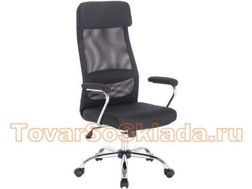 Кресло офисное BRABIX Flight EX-540, хром, ткань, сетка, черное