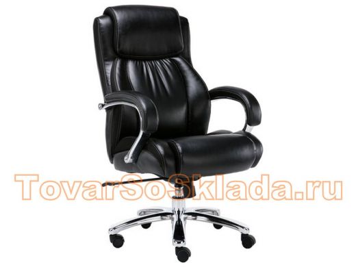 Кресло офисное BRABIX PREMIUM Status HD-003, НАГРУЗКА до 250 кг,рециклир. кожа, хром, черное