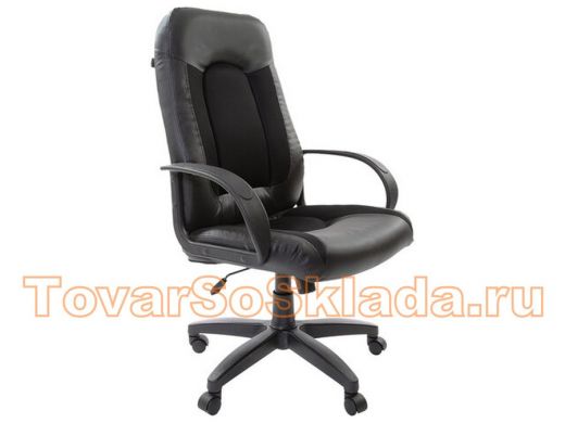 Кресло офисное BRABIX Strike EX-525, экокожа черная, ткань черная TW