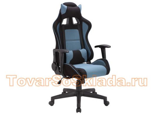 Кресло компьютерное BRABIX GT Racer GM-100, две подушки, ткань, черное/голубое
