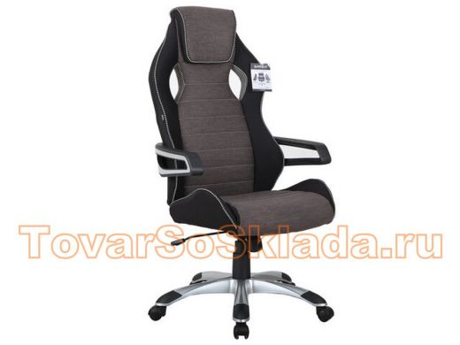 Кресло компьютерное BRABIX Techno GM-002, ткань, черное/серое, вставки белые