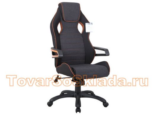 Кресло компьютерное BRABIX Techno Pro GM-003, ткань, черное/серое, вставки оранжевые