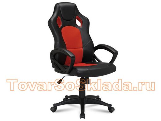 Кресло офисное BRABIX Rider EX-544, экокожа черная/ткань красная