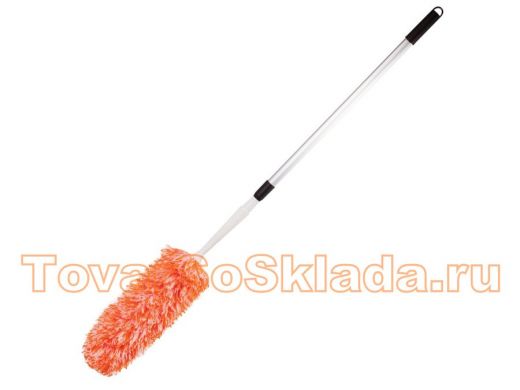 Сметка-метелка для смахивания пыли ЛАЙМА, телескопическая ручка нерж. сталь, 160см, оранжевая
