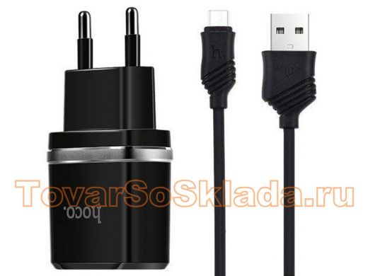 Зарядное устройство micro USB  Hoco C12  Micro USB Черный (5B, 2400mA)
