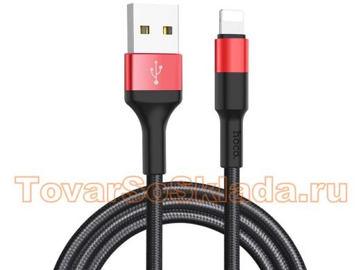 Шнур USB / Lightning Hoco X26 (100см), черно/красный, USB 2A