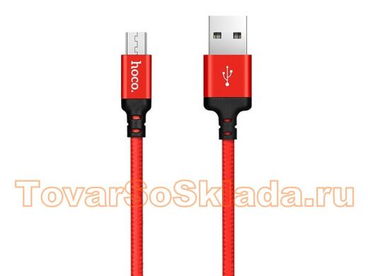Кабель микро USB (AM/microBM)  HOCO X14  2A чёрно-красный (microUSB) 1метр
