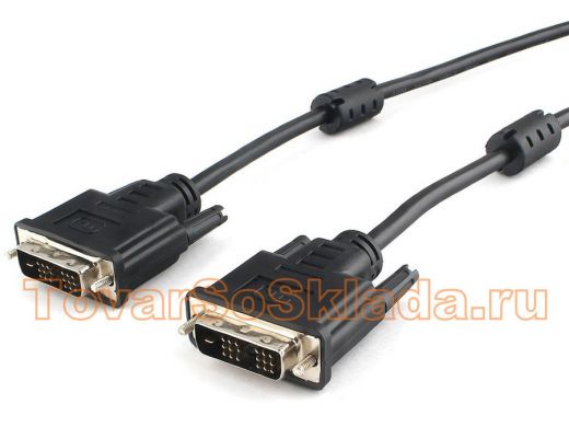 Кабель DVI-D  1,8м  single link Cablexpert CC-DVIL-BK-6, 19M/19M, CCS, черный, экран, феррит.кольца,