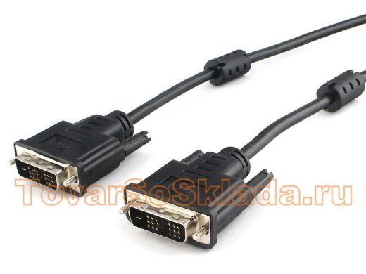 Кабель DVI-D  3м single link Cablexpert CC-DVIL-BK-10, 19M/19M, CCS, черный, экран, феррит.кольца,