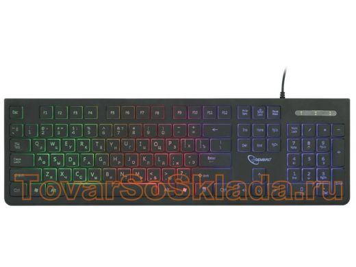 Клавиатура проводная Gembird KB-250L,USB,черный,104 клав.,подсветка Rainbow