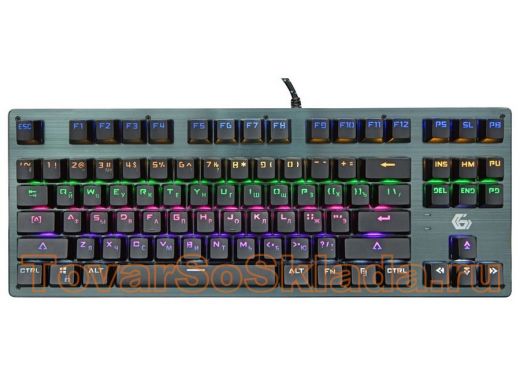 Клавиатура проводная Gembird KB-G540L, USB,черн,переключатели Outemu Blue,87 клавиши,подсветка Rain