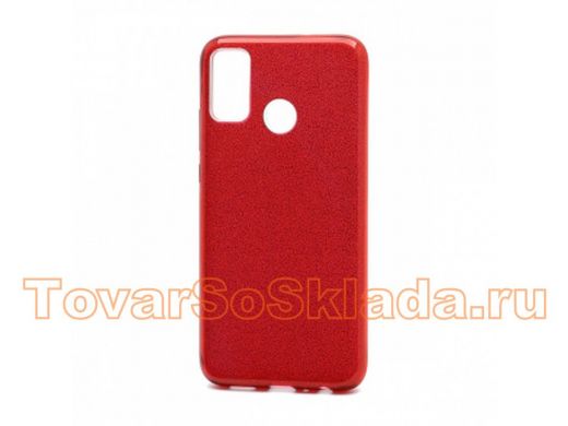 Чехол Huawei Honor 8X, Fashion, силикон, пластик с блёстками, красный