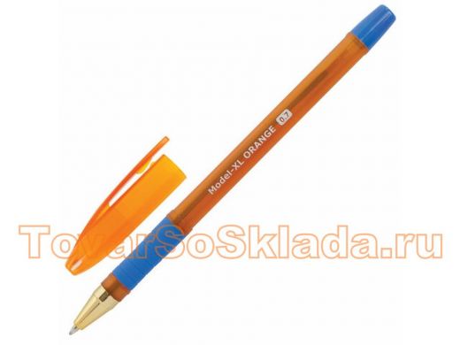 Ручка шариковая масляная с грипом BRAUBERG Model-XL ORANGE, СИНЯЯ, узел 0,7 мм, линия 0,35 мм, 14324