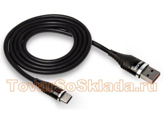 Шнур USB / Type-C Walker C735, прорезиненный, 2м, чёрный