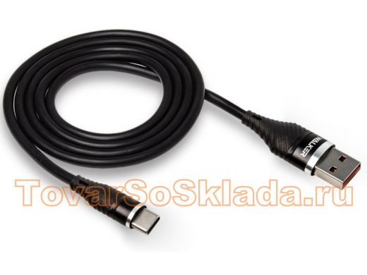 .Шнур USB / Type-C Walker C735, прорезиненный, 3.1А, чёрный