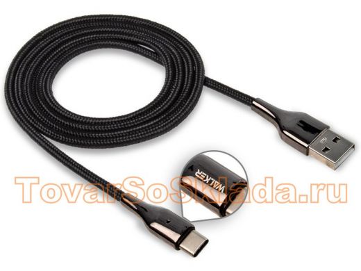 Шнур USB / Type-C Walker C930, индикатор, быстрый заряд, 3.1А, чёрный
