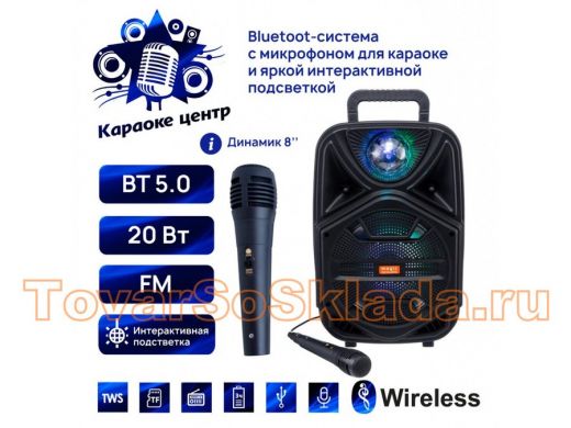 Колонка Bluetooth  чёрный, размер 37,1x24,8x18,9 см, TF\USB\FM\MIC