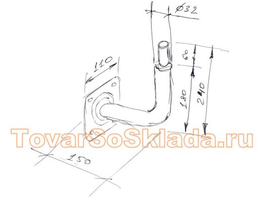 Кронштейн антенный, вылет 0,15м, вверх 0,24м, обжата 6см 
