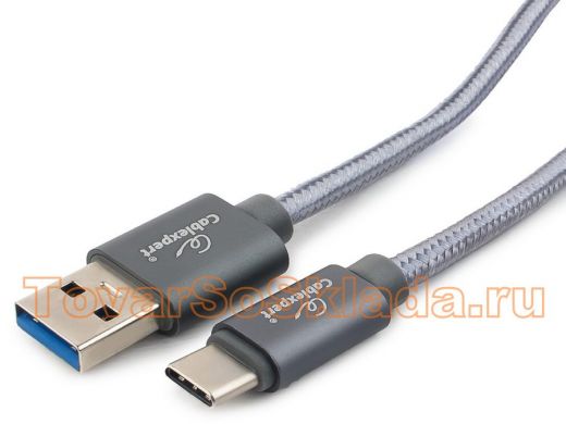 Шнур USB / Type-C Cablexpert CC-P-USBC03Gy-1M, AM/Type-C,серия Platinum,длина 1м,титан,нейлоновая,3,