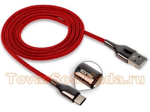 Шнур USB / Type-C Walker C930, индикатор, быстрый заряд, 3.1А, красный