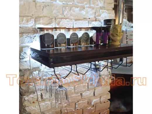 . Полки  скрытого крепления с тайником, подсветкой и держателем бокалов 