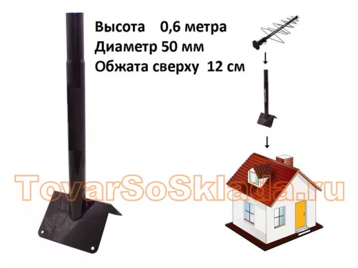 .  Для антенн. Кронштейны на конек крыши диаметр 51мм, обжат на длине 12см 