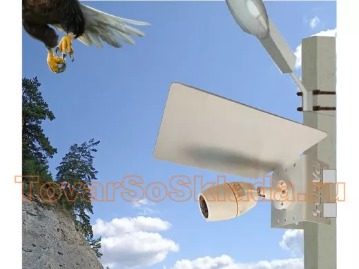 .  Для видеокамер. Кронштейны на столб  одноместные с козырьком шириной 27см и вылетом 24см.