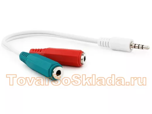 3,5мм штекер 4pin / 3,5мм гнездо наушники + 3,5мм гнездо микрофон