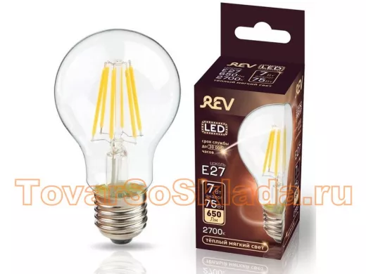 Лампы светодиодные  с цоколем  E27 тип A60 FILAMENT груша