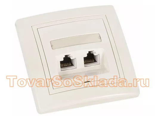 8P8C (RJ-45) для витой пары гнездо (female) 2 входа розетка врезная