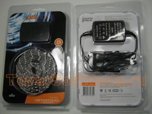 JazzWay Блистер LED SMD 3528/60 White IP20 2,5м 4,8 Вт/м с блоком питания ZC-F3528DFL60B-W-BL2.5