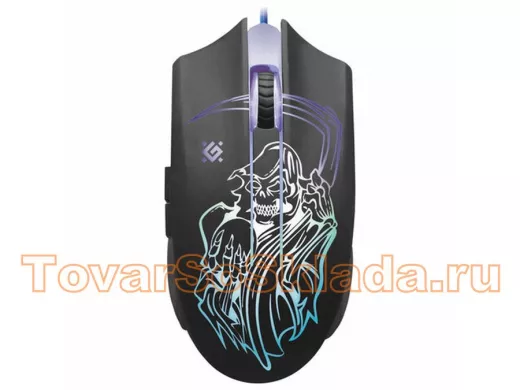 Мышь проводная DEFENDER Ghost GM-190L игровая, USB, 5 кнопок + 1 колесо-кнопка, оптическая, черная