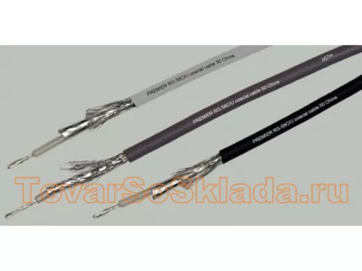 Кабель Радиосвязи  RG 58 (50 Ом) (CCA/Cu) 0,9/32(0,10) 2 экрана, черный,