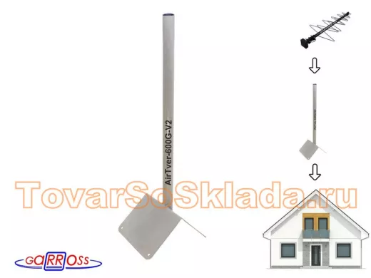 Кронштейн антенный на конёк крыши, диаметр 32мм AirTver-600V2-126088 серый высота 60см с заглушкой